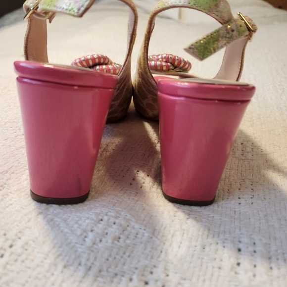 Sacha London Pink and Green Funky Women's Leather Heels Size 7 - Picture 9 of 10